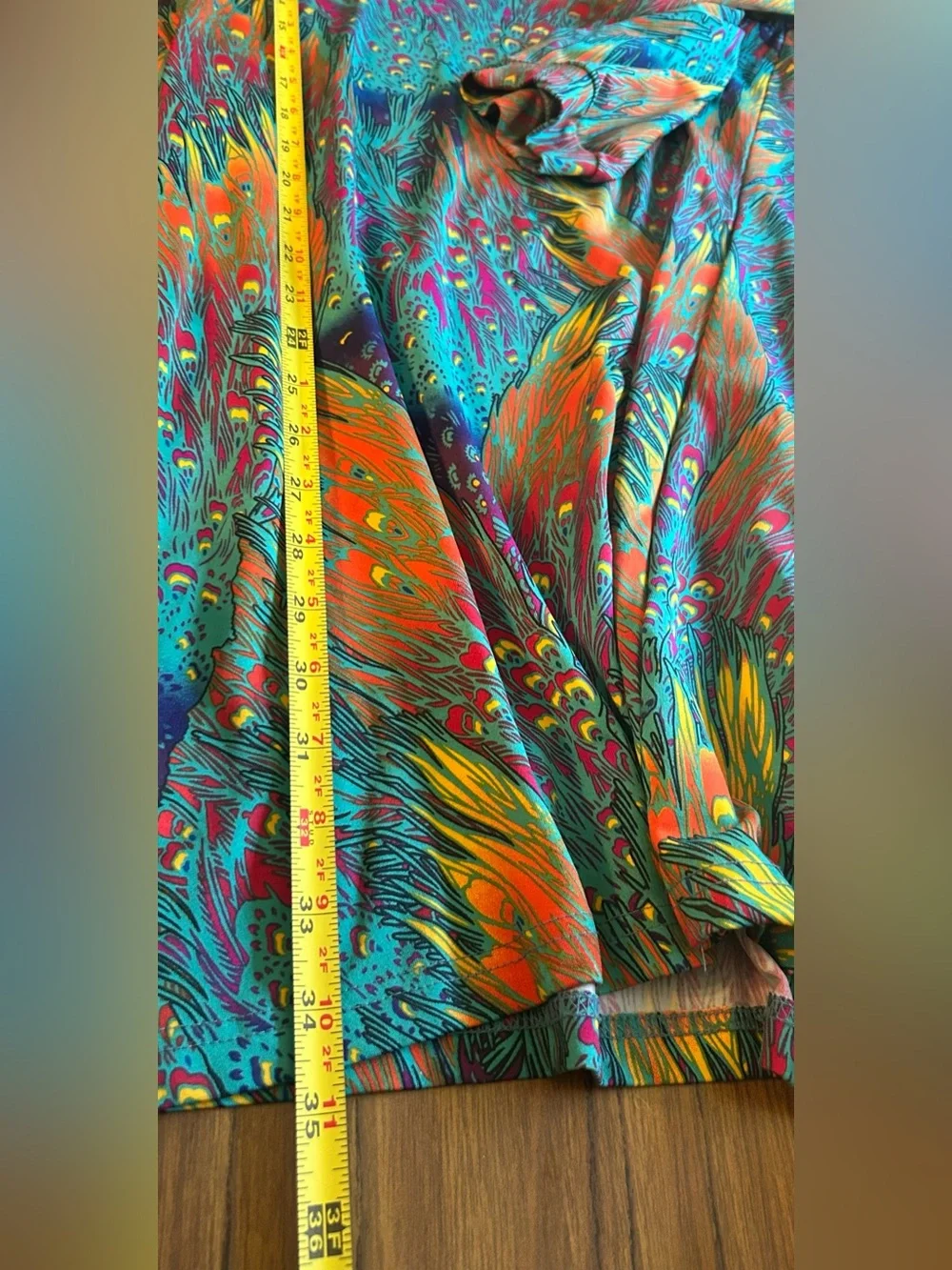 Tracy Negoshian Peacock Feather Print Shift Dress S Resort Boho Colorful